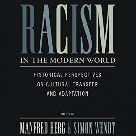 Book Cover. Black background. Blue and Light Yellow Letters. Racism in the Modern World