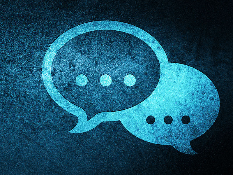 Talk bubble icon special blue banner background