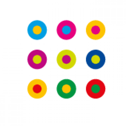 Multi-colored dots in a square pattern